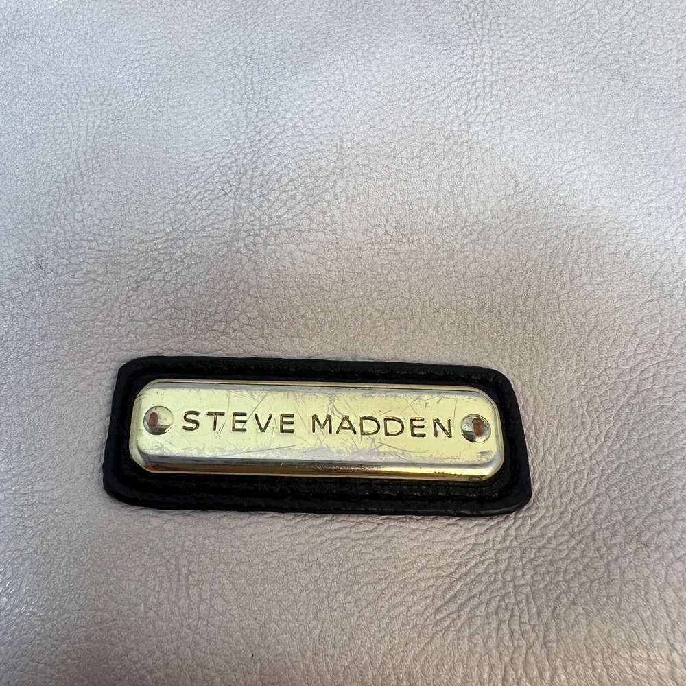 Steve Madden Crossbody Cream Black Faux Leather Handbag Purse‎ Zip Pockets - Picture 8 of 16